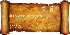 Klopfer Boriska névjegykártya